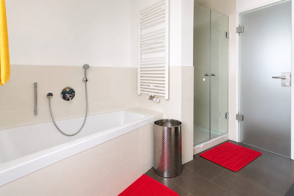 Bathtub and shower in bathroom
