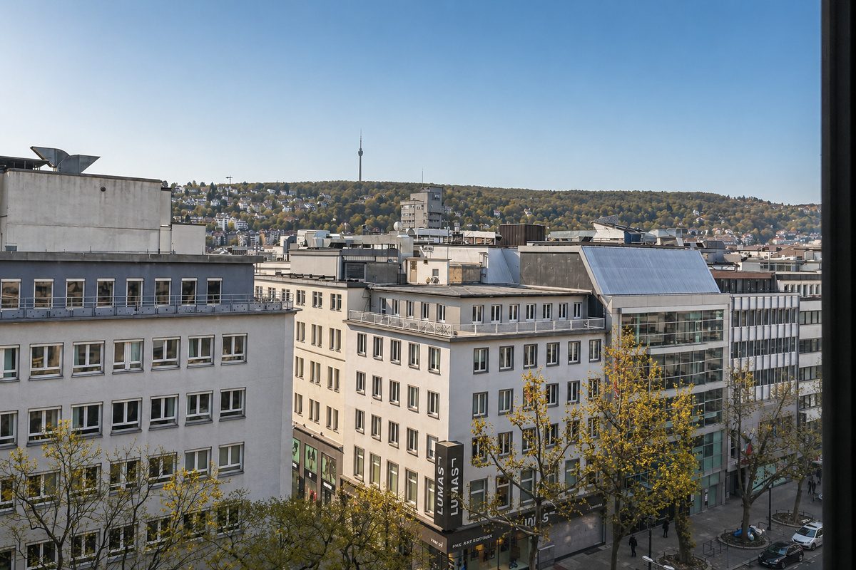 Stuttgart city view from apartment window