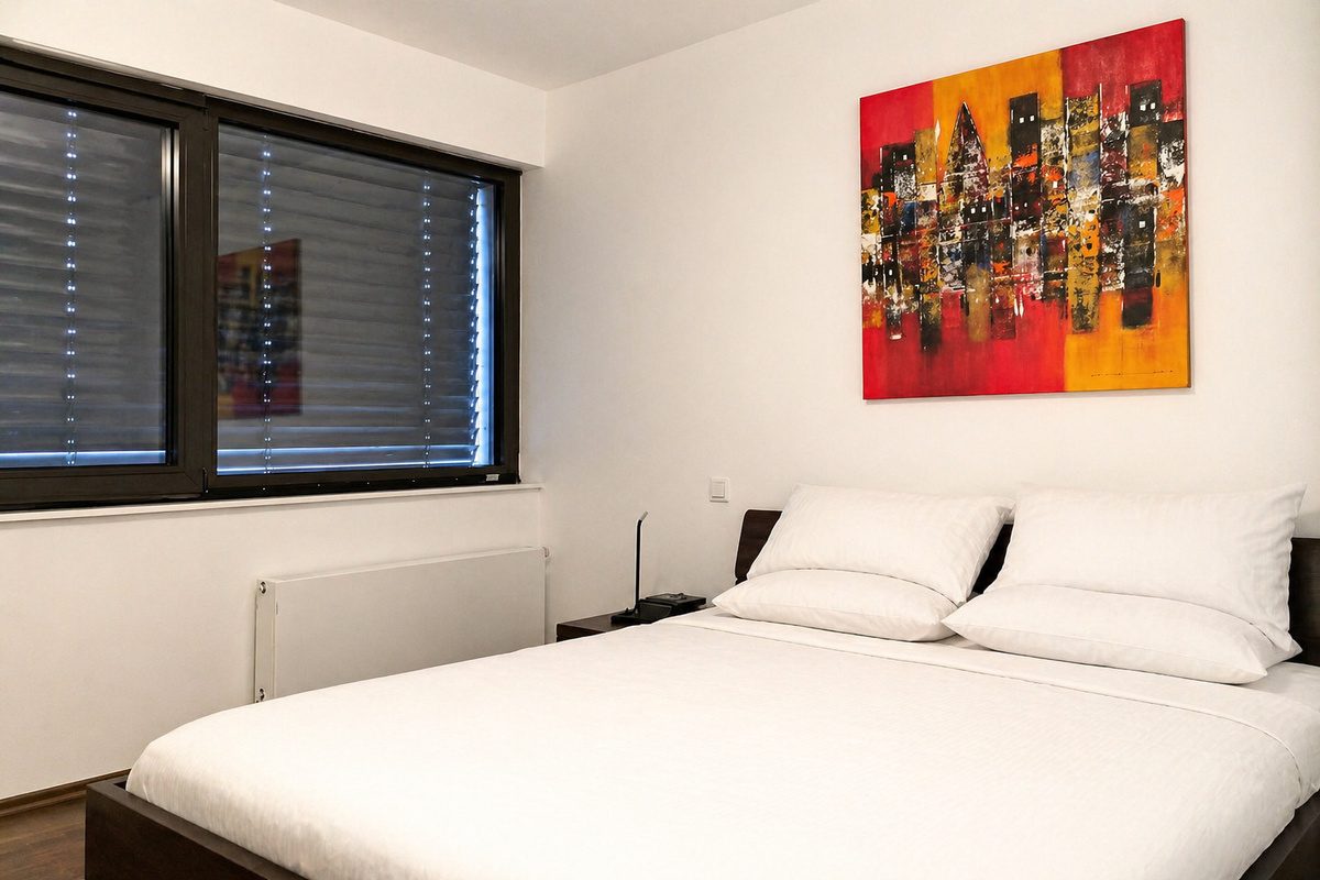 King bed in master bedroom