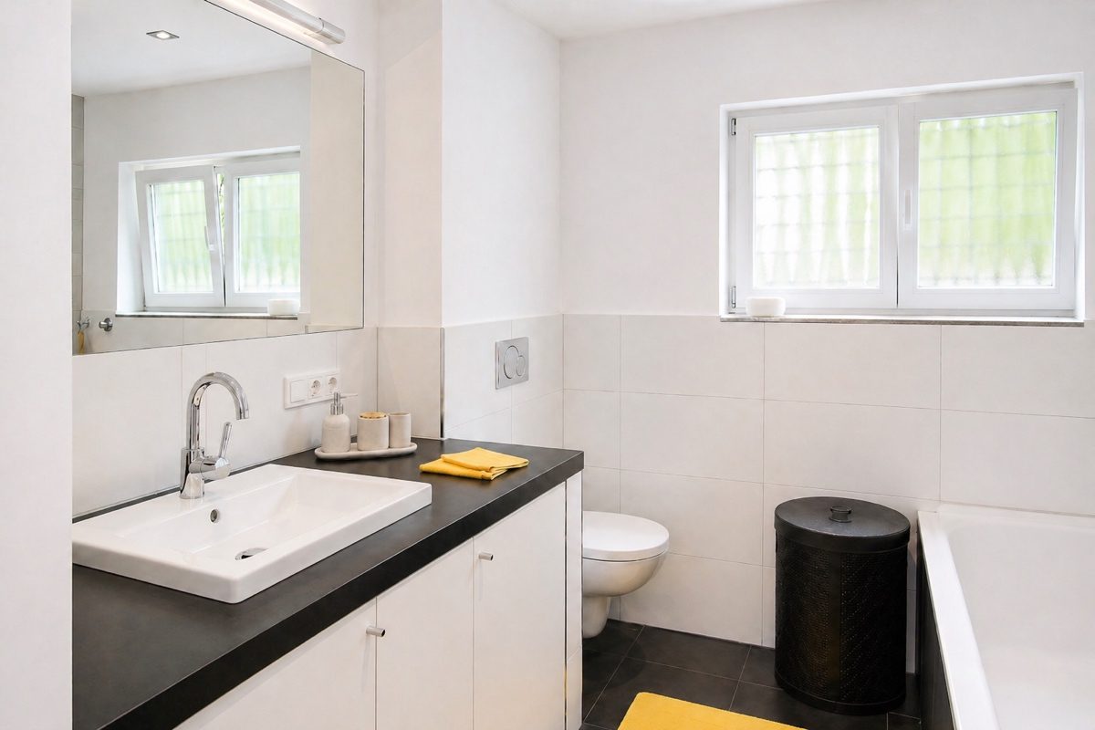 Bathroom with sink and toilet