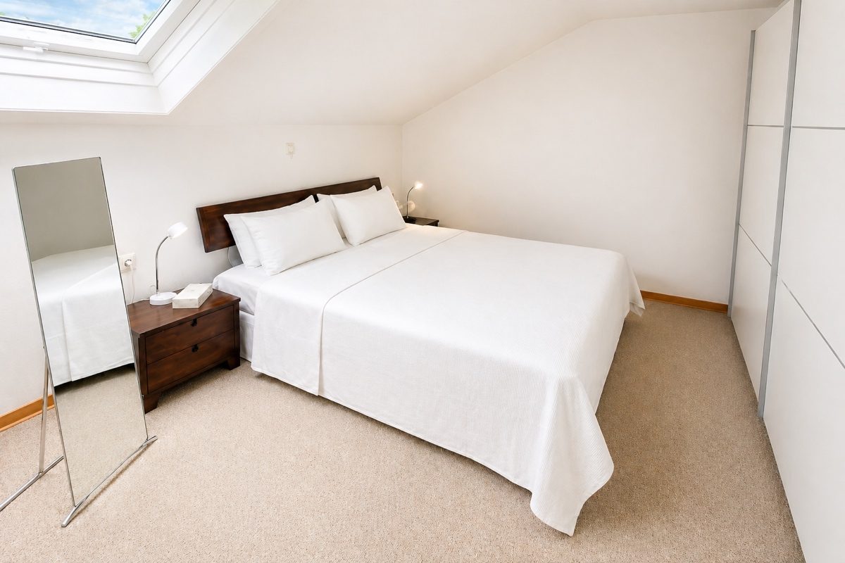 Bedroom with king bed and closet