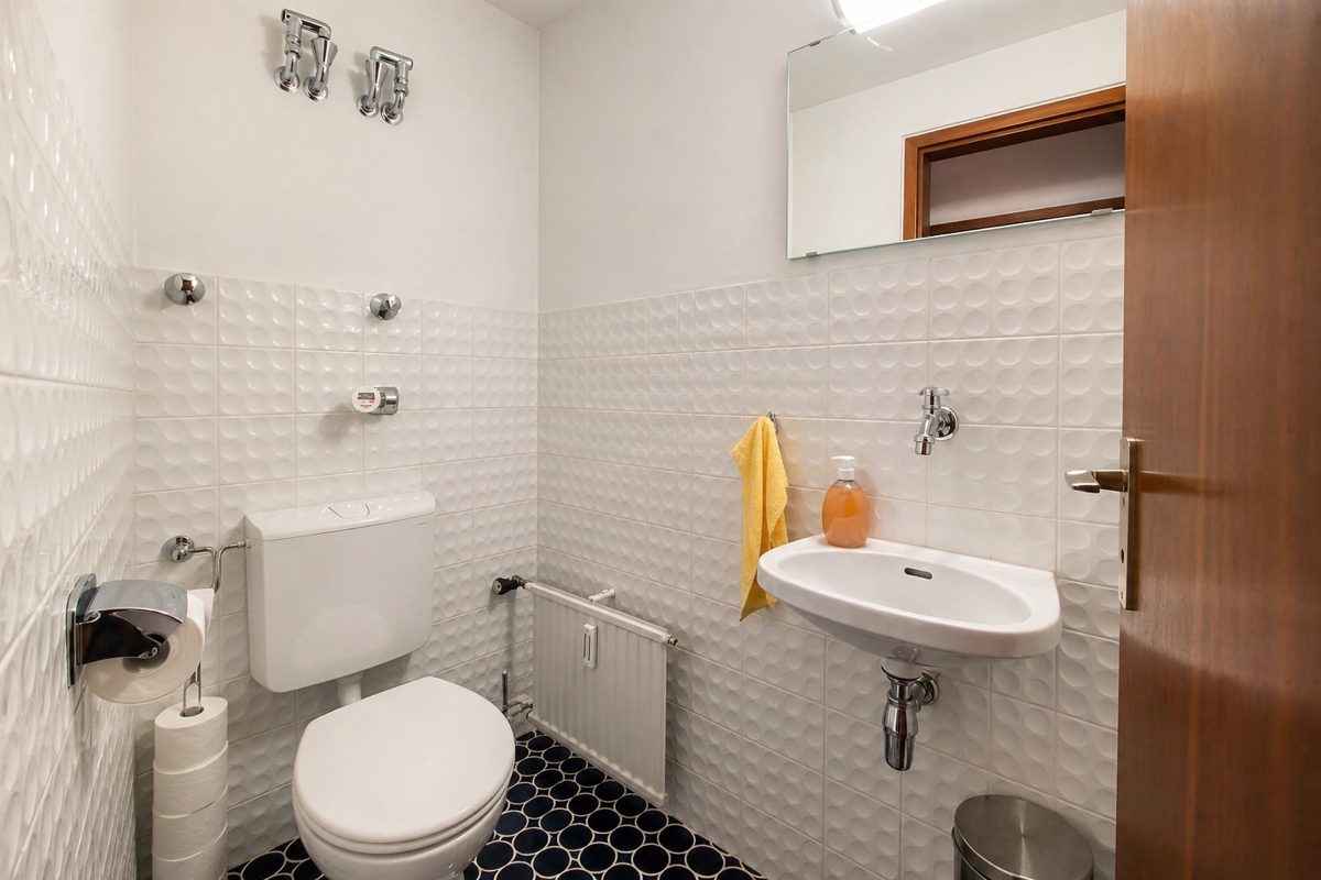Sink and toilet in second bathroom