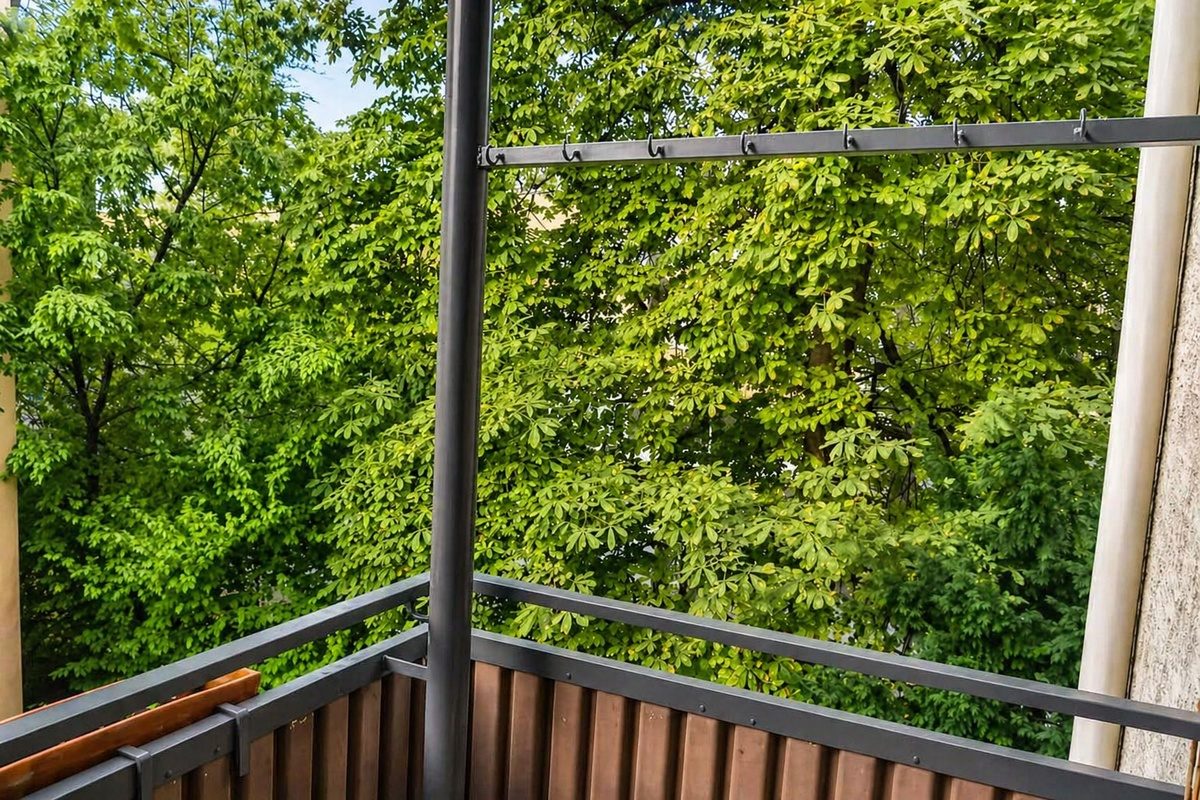 Balcony with trees view