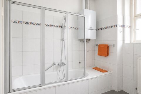 Bathtub in bathroom