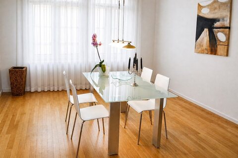 Dining room with glass table